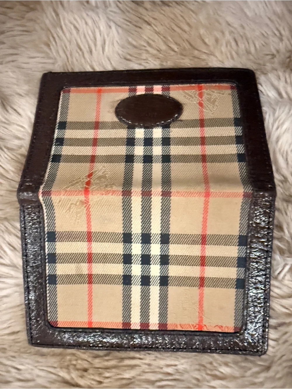 Vintage Burberrys Nova Check Plaid ID Card Holder Wallet – Brown Leather